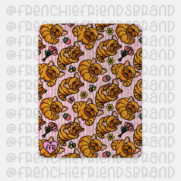 Croissant Frenchies Sherpa Blanket