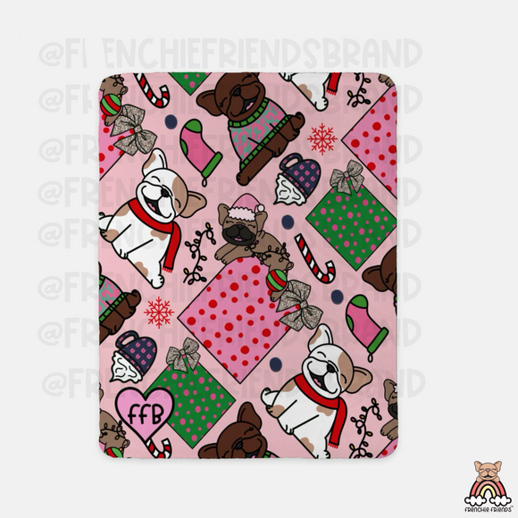 Pink Christmas Sherpa Blanket