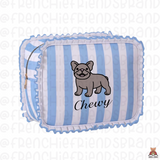 Select Your Frenchie Embroidered Ruffle Make Up Bag ( Select Your Frenchie)