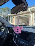 Pink Sparkles Frenchie Rear View Mirror Tie On Charm