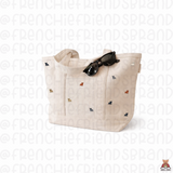 Lovers Cozy All Over Embroidered Frenchies Canvas Tote Bag