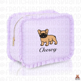 Select Your Frenchie Embroidered Ruffle Make Up Bag ( Select Your Frenchie)