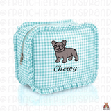Select Your Frenchie Embroidered Ruffle Make Up Bag ( Select Your Frenchie)