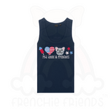 Red White Frenchies Embroidered Tank Top