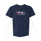 Red White Frenchies  Embroidered Unisex Tee