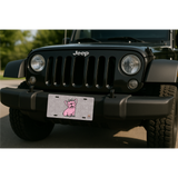 Pink Frenchie With Glitter License Plate