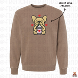Valentines Day Latte Embroidered Crewneck (Select Your Frenchie)