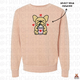 Valentines Day Latte Embroidered Crewneck (Select Your Frenchie)