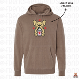 Valentines Day Latte Embroidered Hoodie (Select Your Frenchie)