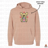 Valentines Day Latte Embroidered Hoodie (Select Your Frenchie)