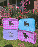 Select Your Frenchie Embroidered Ruffle Make Up Bag ( Select Your Frenchie)
