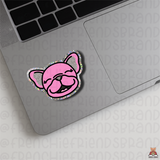 Pink Frenchie Face Glitter Single Sticker