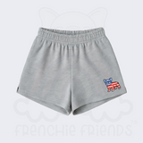 Frenchies & Freedom  Embroidered Fleece Shorts