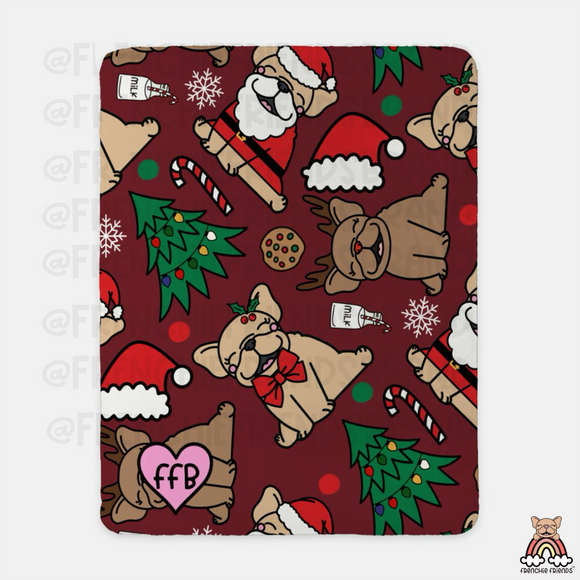Frenchies Of The North Pole Sherpa Blanket