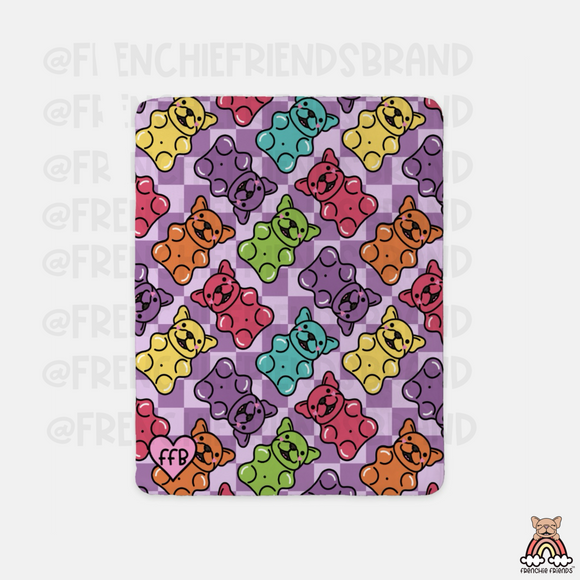 Gummy Bear Frenchies Sherpa Blanket