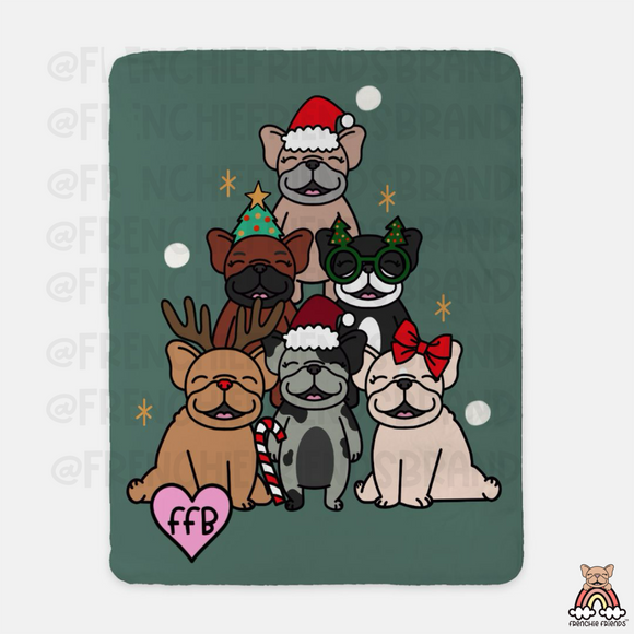 O Frenchie Tree Sherpa Blanket