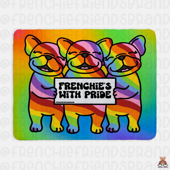 Frenchies With Pride Sherpa Blanket