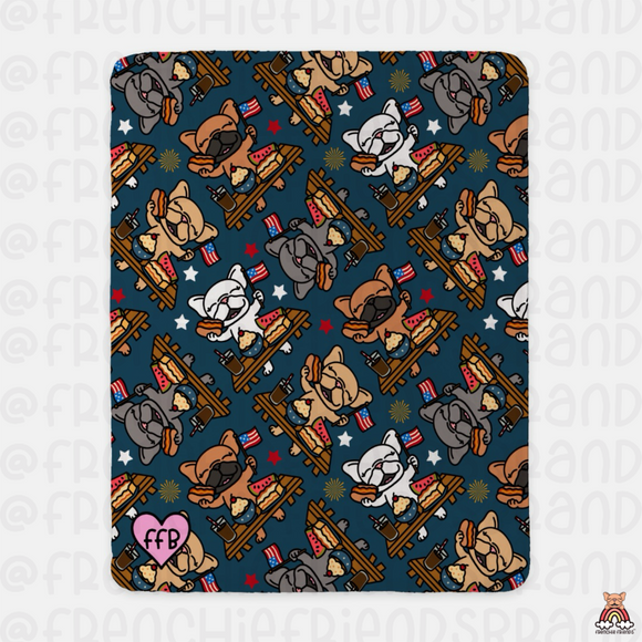 Fourth of July Picnic Sherpa Blanket