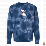 Frenchie Holding USA Flag  Embroidered Crewneck