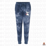 Frenchie Holding USA Flag  Embroidered Tie Dye Joggers