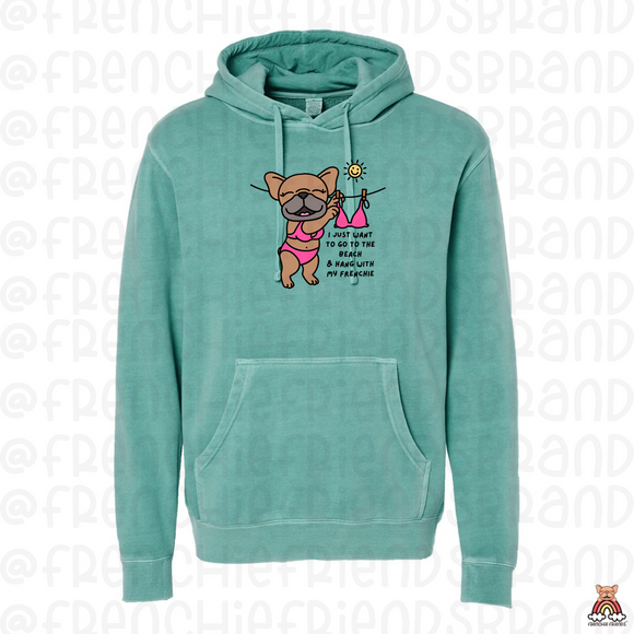 Go To The Beach & Hang With My Frenchie Embroidered Hoodie