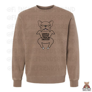 Grateful Blessed & Frenchie Obsessed Embroidered Crewneck
