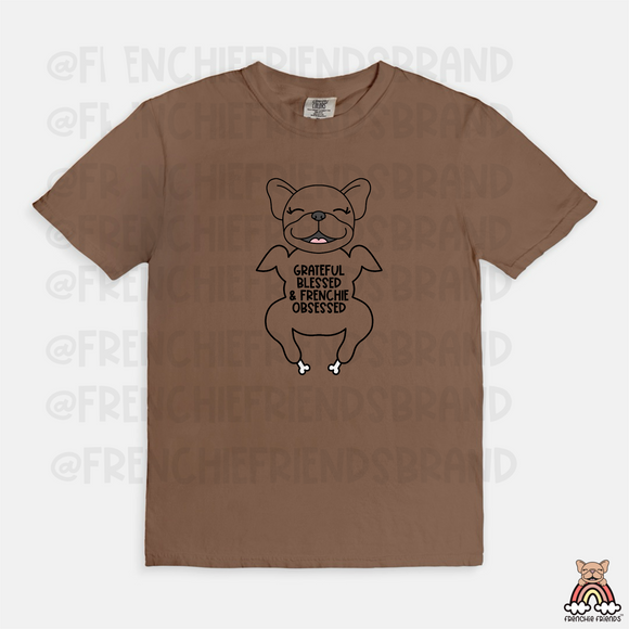 Grateful Blessed & Frenchie Obsessed Embroidered Tee