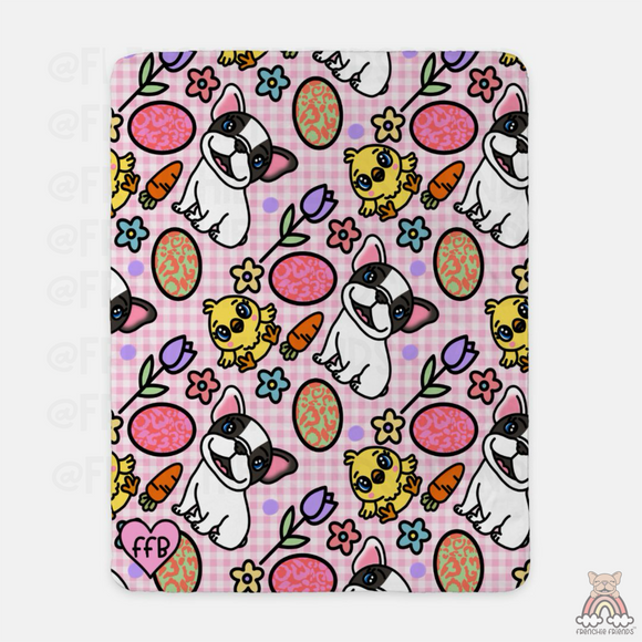 Easter Is For Frenchies Sherpa Blanket