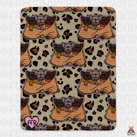 Wrapped Up In Frenchies Sherpa Blanket