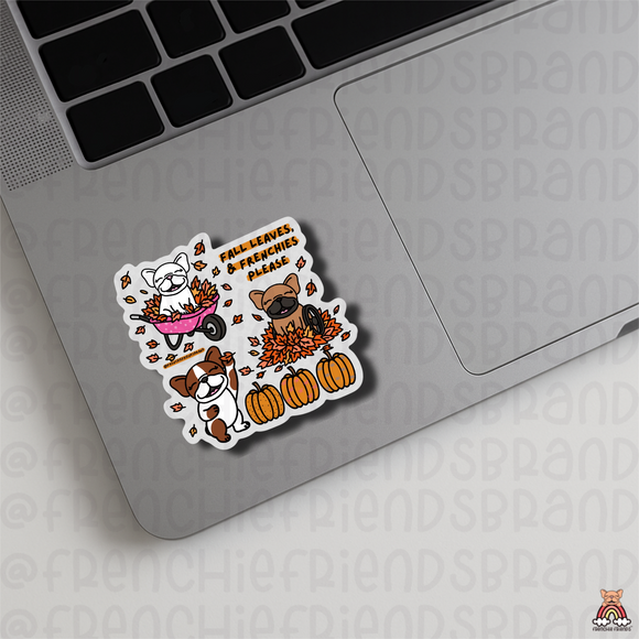 Fall Leaves & Frenchies Please Single Stickers