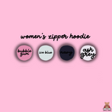 Frenchie Mom Pocket Logo  Embroidered Women's  Fit Zippered Hoodie