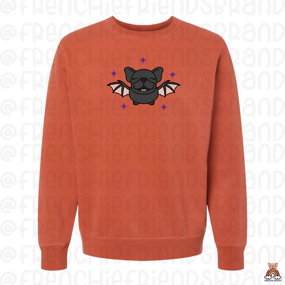 Bat Frenchie Embroidered Crewneck