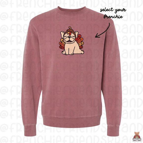Gobble Frenchie Embroidered Crewneck (Select Your Frenchie From The Chart)