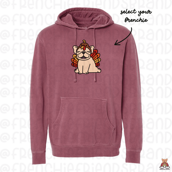 Gobble Frenchie Embroidered Hoodie ( Select Your Frenchie)