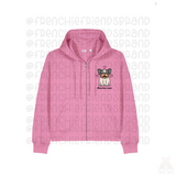 Frenchie Mom Pocket Logo  Embroidered Women's  Fit Zippered Hoodie