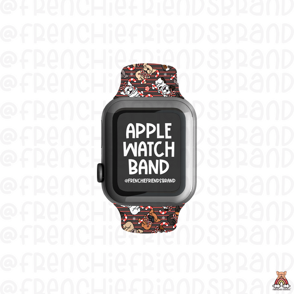 Peppermint Christmas Frenchie Apple Watch Band