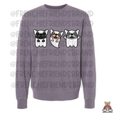 Three Frenchie Ghost Embroidered Crewneck