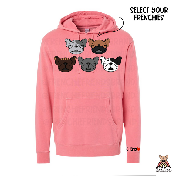 French Bulldog Embroidered Crewneck | Five Custom Frenchies Embroidered Hoodie