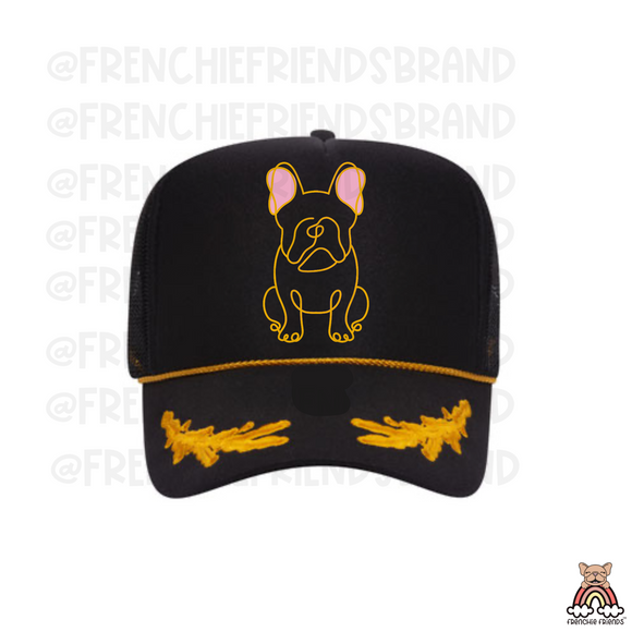 Frenchie Outline Captain Mesh Snap Back Hat