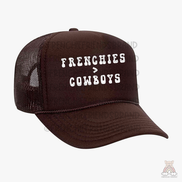 Frenchies Over Cowboys Embroidered Mesh Trucker Hat