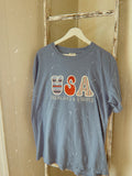 USA Frenchies & Stripes Embroidered Applique Tee