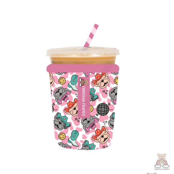 Pink Cowgirl Frenchie Coffee Sleeve
