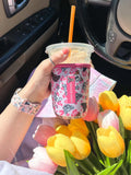 Pink Leopard French Bulldog Coffee Sleeve
