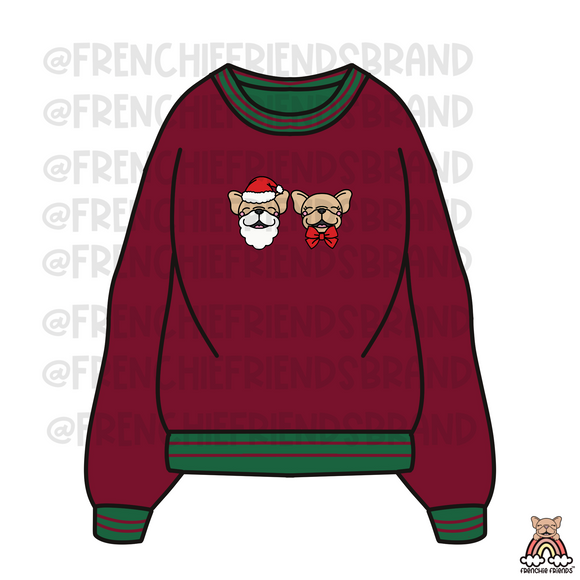Mr & Mrs Frenchie Paws Preppy Ribbed Embroidered Crewneck