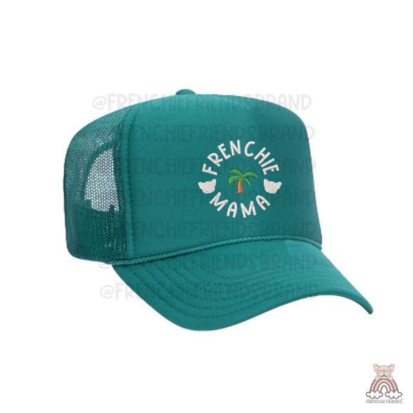 Tropical Frenchie Mama Embroidered Mesh Trucker Hat