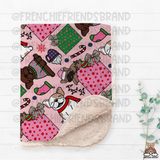Pink Christmas Sherpa Blanket