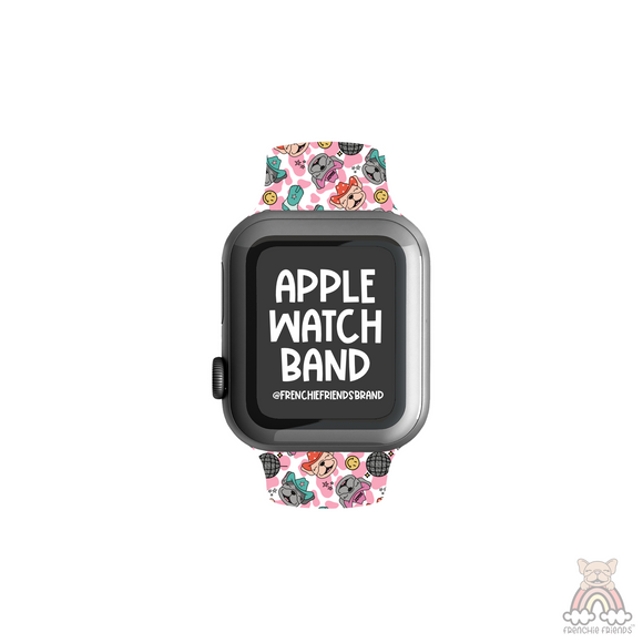 Pink Cowgirl Frenchie Apple Watch Band