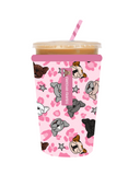 Pink Leopard French Bulldog Coffee Sleeve