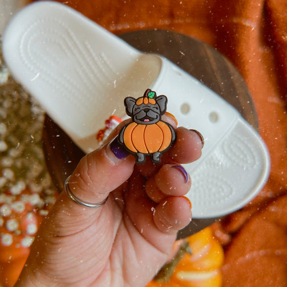 Pumpkin Frenchie Shoe Charm