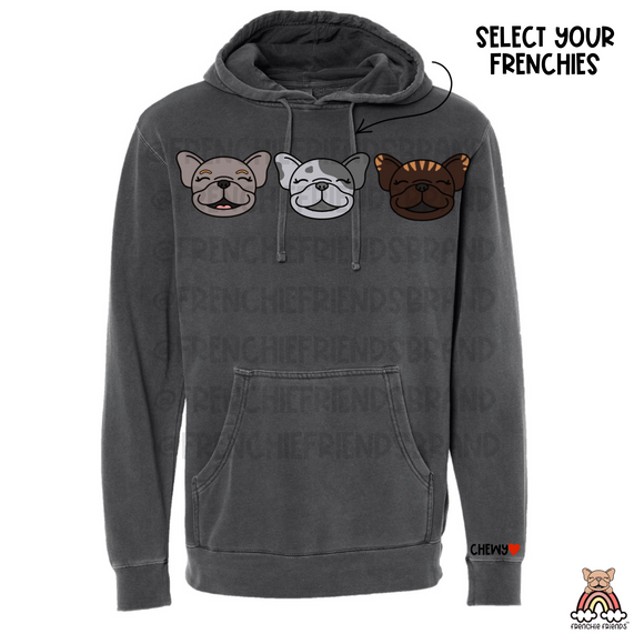 French Bulldog Embroidered Crewneck | Three Custom Frenchies Embroidered Hoodie